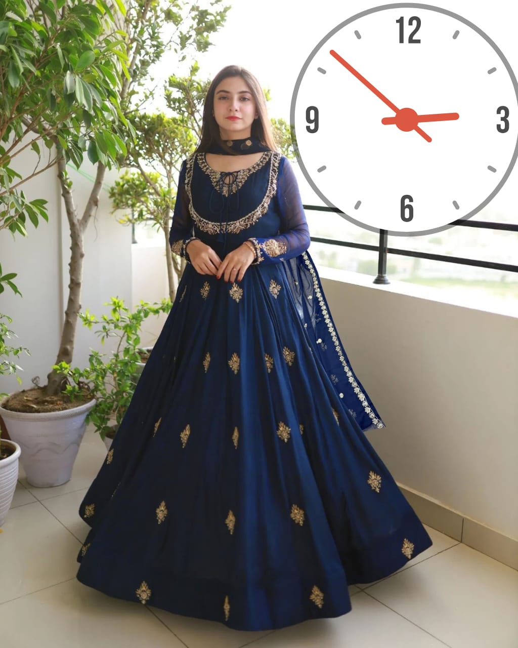 Neck,Sleevee,Front Embroidered Maxi With Emb Dupatta 3Pcs