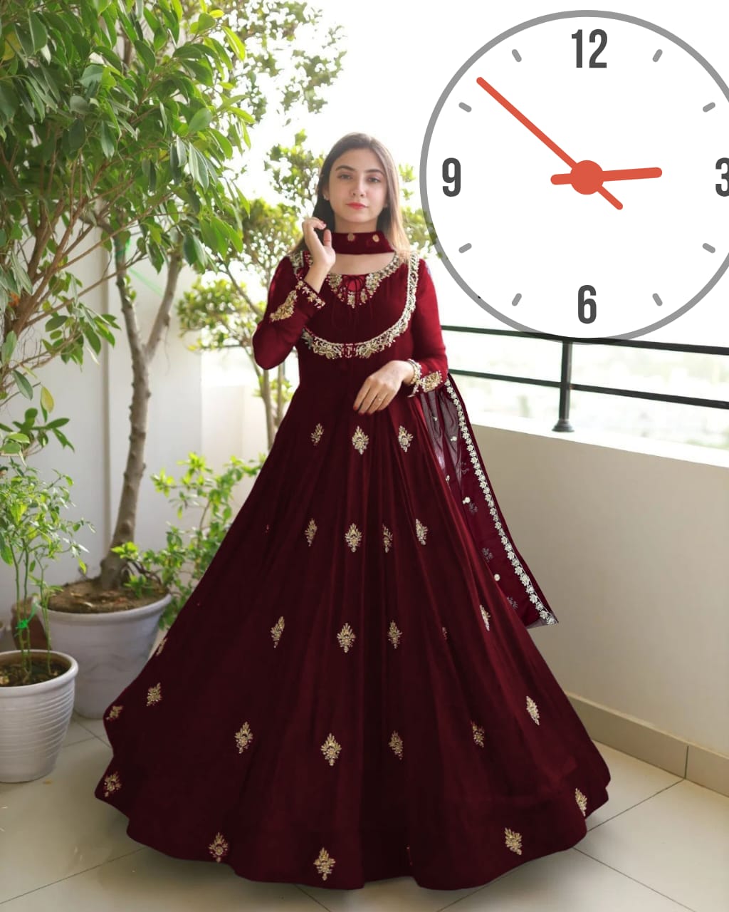 Neck,Sleevee,Front Embroidered Maxi With Emb Dupatta 3Pcs