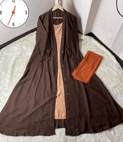 Chocolaty Abaya With inner attached &amp; Stoller