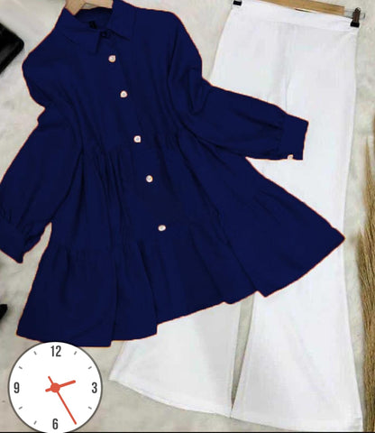 Kaaj Button Collar Shirt With Flapper 2Pcs&nbsp