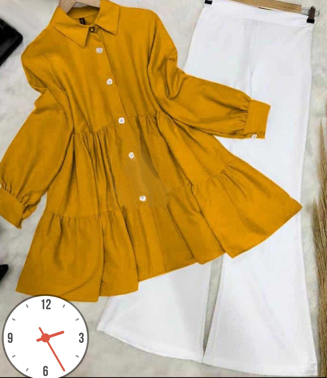 Kaaj Button Collar Shirt With Flapper 2Pcs&nbsp