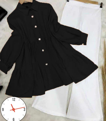 Kaaj Button Collar Shirt With Flapper 2Pcs&nbsp